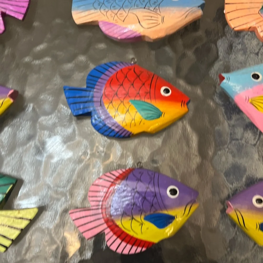 Colorful Fish Decorations With Built In Hooks. 3.5 inches/4inches